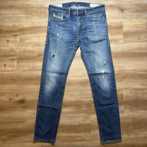 Diesel Jeans Men 33x32 Blue Thommer Slim Skinny Fit Stretch Patched Wash 084VH